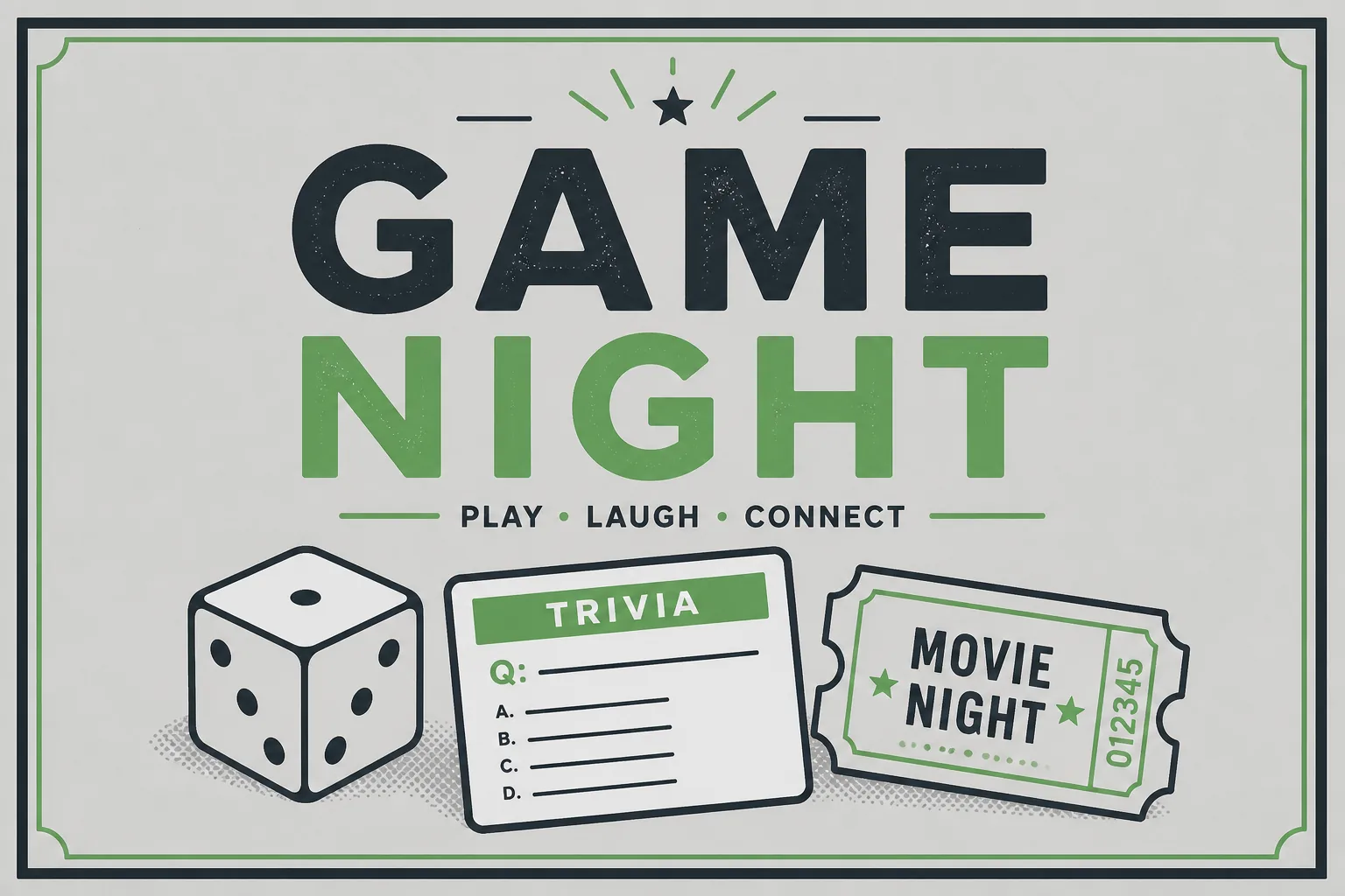 A game-night pack: dice, trivia, and a movie when nobody wants to pick